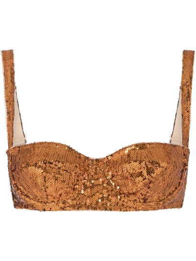 Dolce & Gabbana Sequin-embellished Balcony Bra In Orange