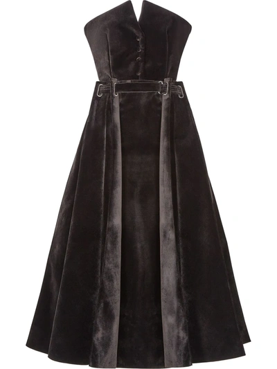 Fendi Belt-detail Velvet-effect Dress In Black