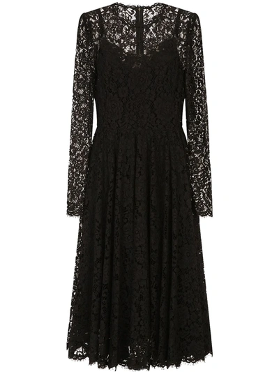 Dolce & Gabbana Lace Long-sleeved Dress In Black