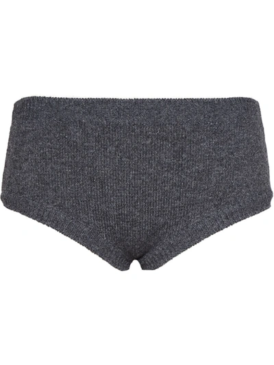 Miu Miu Mid-rise Knitted Briefs In Grey