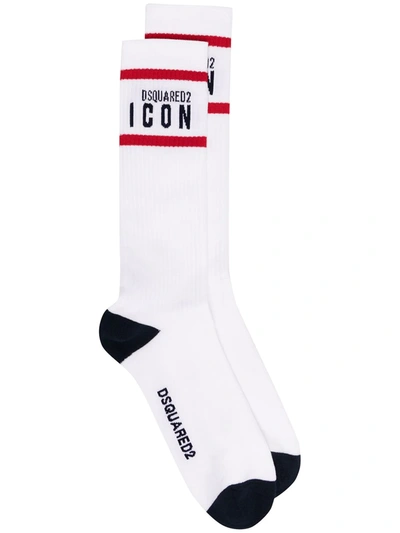 Dsquared2 Icon Logo Ankle Socks In White