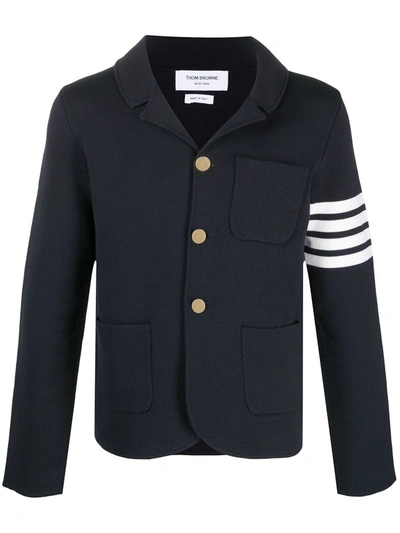 Thom Browne 4-bar Knit Blazer In Blue