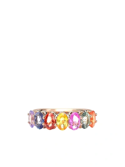 Pragnell 18kt Rose Gold Sapphire Rainbow Fancy Cocktail Ring