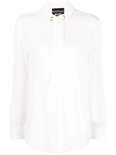 Moschino Long-sleeved Pussy-bow Blouse In White