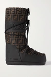 FENDI PRINTED SHELL AND RUBBER SNOW BOOTS