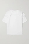 SEE BY CHLOÉ SCALLOPED BRODERIE ANGLAISE-TRIMMED COTTON-JERSEY T-SHIRT