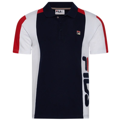 Fila Apache Polo Shirt In Peacoat/white/chinese Red