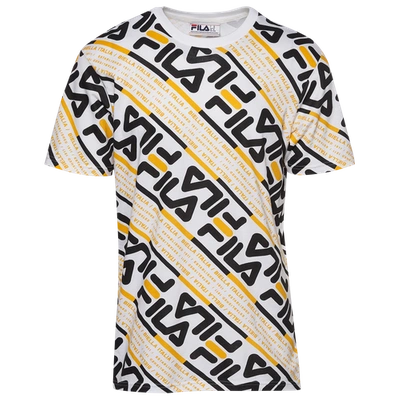 Fila Mens  Calvin T-shirt In White/gold/black