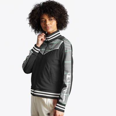 Champion Tricot Track Jacket In Houndstooth/black/green