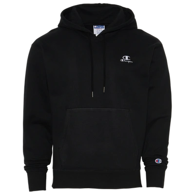 Champion Mens  Classic Fleece Pullover Hoodie In Black/white