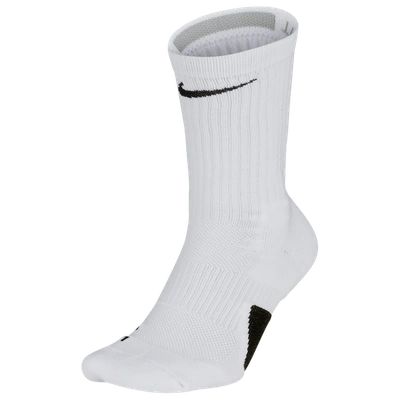 Nike Elite Crew Socks White/black Size M In Black/white