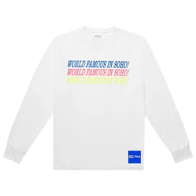 Fila X Vfiles World Famous Long Sleeve T-shirt In White/blue
