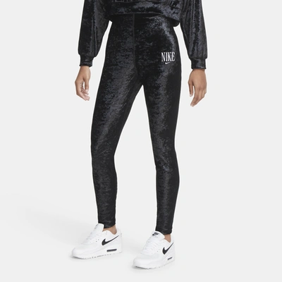Nike Nsw Velvet Leggings In Black/white