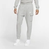 Nike Grey Fleece Sportswear Club Cargo Lounge Pants In Dark Grey Heather/dark Steel Grey/white
