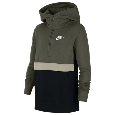 Nike Kids' Boys  Nsw Club 1/2 Zip Fleece Top In Olive/black