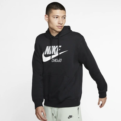 Nike Nsw City Pullover Hoodie In Black/white