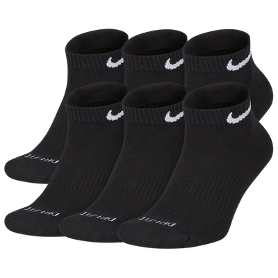 Nike Dri-fit 6-pack Everyday Plus No-show Performance Socks In Black/white