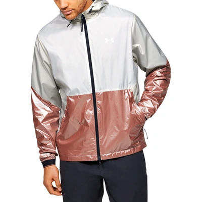 Under Armour Recover Field House Hooded Jacket In Onxy White/cedar Brown/onyx White