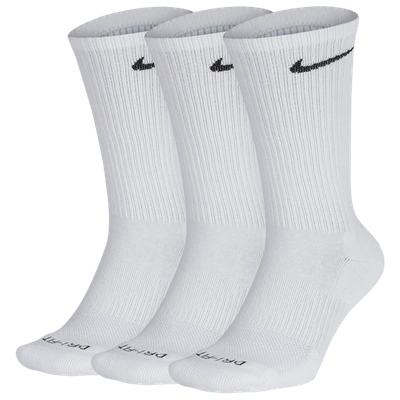 Nike Mens  3 Pack Dri-fit Plus Crew Socks In White/black