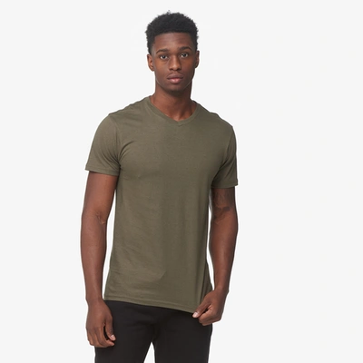 Csg Basic V-neck Short Sleeve T-shirt In Olive/green