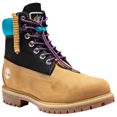 Timberland Mens " 6" Premium Waterproof Boots In Wheat/blue