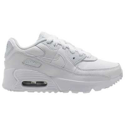 Nike Kids' Air Max 90 Leather Sneakers In White/white/met Silver