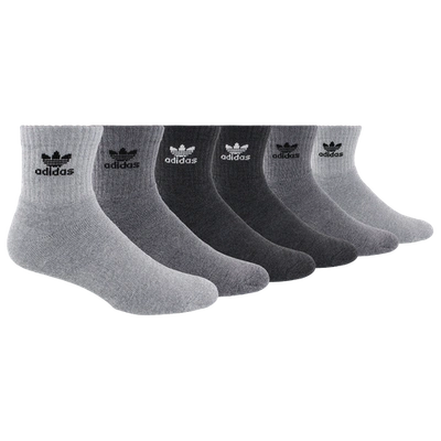 Adidas Originals Mens  Trefoil 6 Pack Quarter Socks In Black/grey