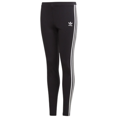 Adidas Originals Kids' Little Girl's & Girl's 3-stripe Logo Leggings In Black/white