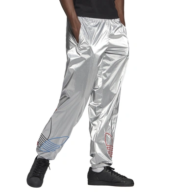 Adidas Originals Adidas Men's Originals Adicolor Tricolor Metallic Track Pants In Mtlc Silver/white/blue