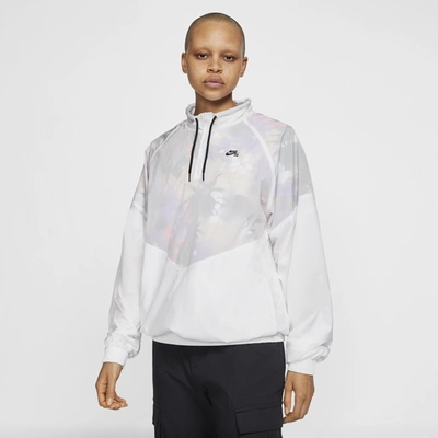 Nike Paradise Skate Quarter Zip Jacket In White/black