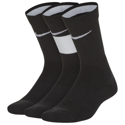 Nike Elite Kids' Basketball Crew Socks (3 Pairs) In Black/white