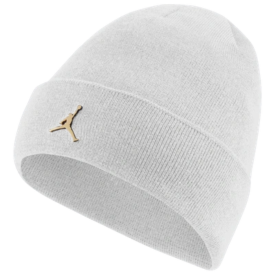 Jordan Metal Jumpman Cuffed Beanie In White/metallic Gold
