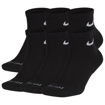 Nike 6 Pack Dri-fit Plus Quarter Socks In Black/white