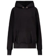 Les Tien Brushed-back Cotton Hooded Sweatshirt In Black,purple