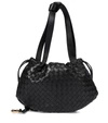 Bottega Veneta Womens Black Gold The Small Bulb Intrecciato Leather Shoulder Bag