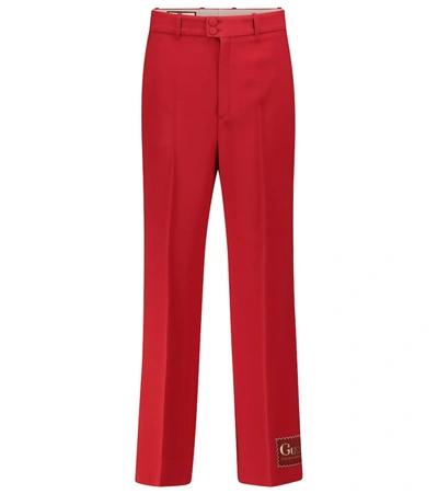 Gucci High-rise Straight Pants In Red
