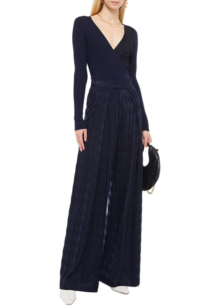 Missoni Wrap-effect Wool-blend Sweater In Midnight Blue