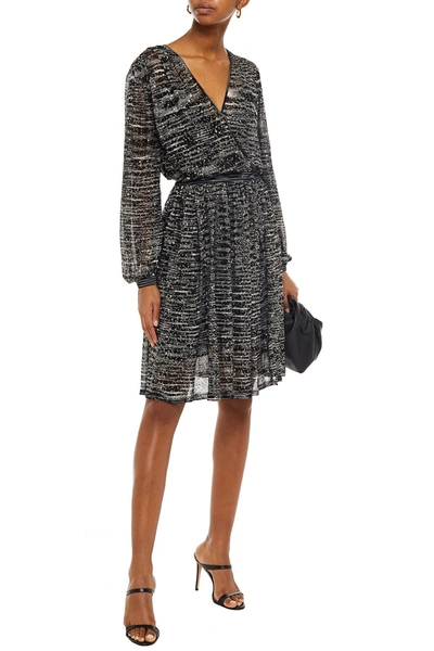 Missoni Wrap-effect Sequin-embellished Crochet-knit Dress In Black