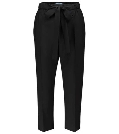 Prada High-rise Cropped Slim Wool Trousers In Black
