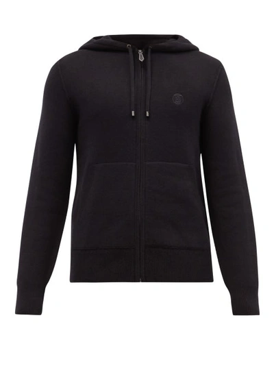Burberry Lindley Cashmere-blend Zip-up Hooded Sweatshirt In Black