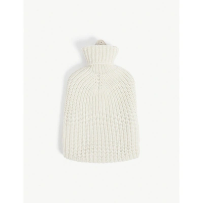 Johnstons Cable-knit Cashmere Hot Water Bottle In Ecru