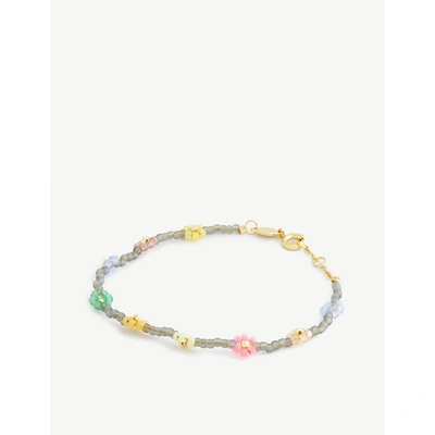 Anni Lu Petals Seed Beaded And 18ct Gold-plated Brass Bracelet In Moonbeam