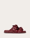 Valentino Atelier Petal-effect Leather Slides In Cherry
