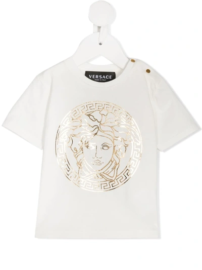 Young Versace Babies' Medusa Short-sleeve T-shirt In White