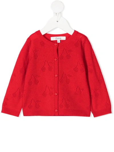 Bonpoint Babies' Cherry-pattern Cardigan In Red