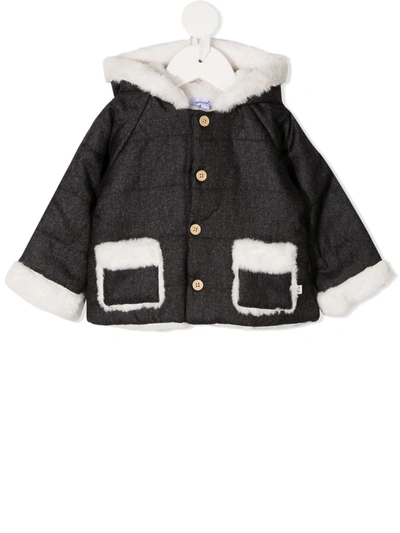 Absorba Babies' Two-tone Hooded Coat In Grey