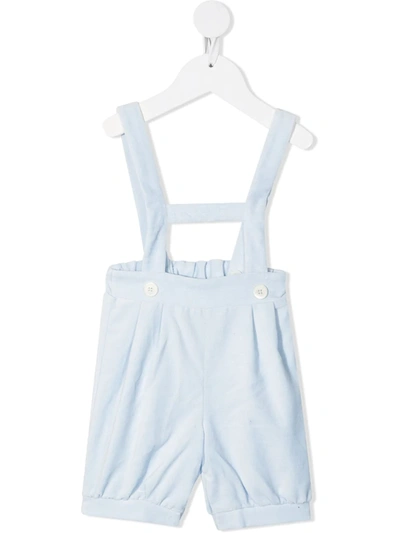 La Stupenderia Babies' Velvet-effect Cotton Dungarees In Blue