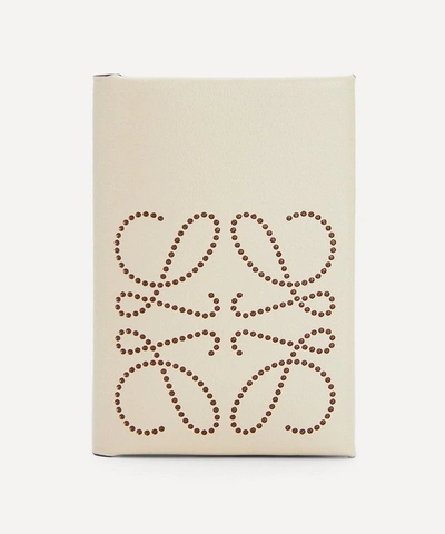 Loewe Brand Bifold Leather Card Case In Light Oat/tan