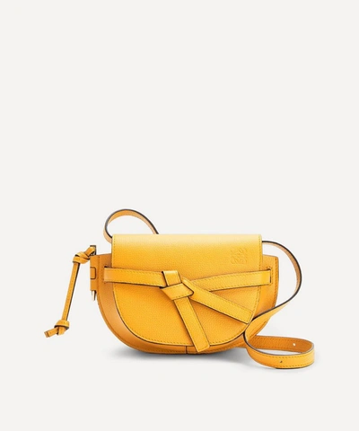 Loewe Women's Mini Gate Leather Dual Cross-body Bag In Yellow Mango