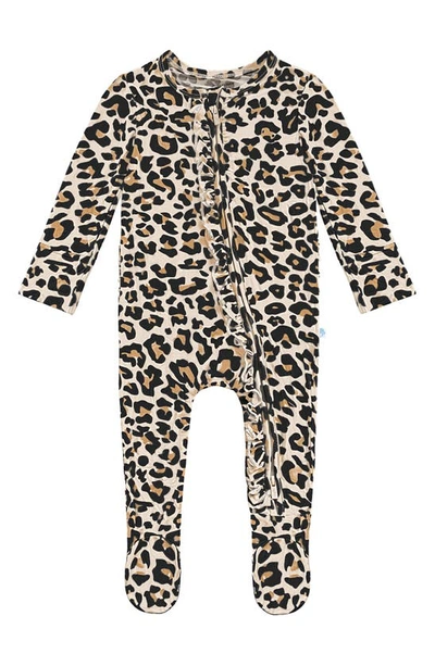Posh Peanut Babies' Girls' Lana Leopard Printed Footed Coverall - Girls In Leopard Tan